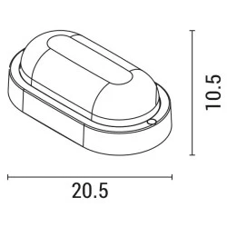 Φωτιστικό τοίχου οβάλ λευκό LED 12W 20.5x10.5x54 12/24V AC/DC 6500K ψυχρό λευκό φως στεγανό IP54 