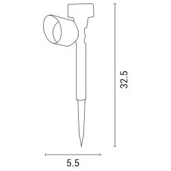 Ηλιακό φωτιστικό κήπου καρφωτό κινητό Φ55x325mm ενδιάμεσο λευκό φως 4000k δέσμης 90° στεγανότητας IP44