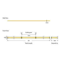 Ταινία LED COB PRO 5m 12W 24V με δυνατότητα εναλλαγής χρωμάτων CCT 3000-6000k με 640l/m IP44 