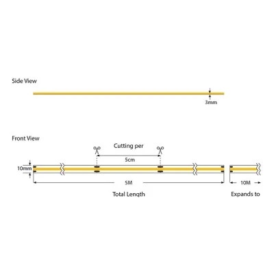 Ταινία LED COB PRO 5m 12W 24V με δυνατότητα εναλλαγής χρωμάτων CCT 3000-6000k με 640l/m IP44 