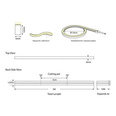Φωτοσωλήνας NEON LIGHT PRO LED με μήκος 5m 8W 24V σε πράσινο χρώμα  IP44 