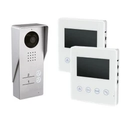 Σετ θυροτηλεόρασης με 2 οθόνες TFT LCD 4,3" έγχρωμο 4 καλωδίων σε λευκό χρώμα IP55
