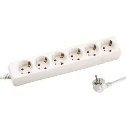 Πολύπριζο 6 θέσεων με καλώδιο 3m 3x1.5mm με παιδική προστασία λευκό χρώμα