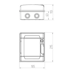 Πίνακας εξωτερικός LUX 1x6 θέσεων IP65 pe+n με διάσταση 185x215x113mm σε γκρι χρώμα