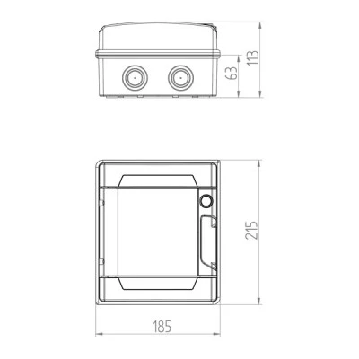 Πίνακας εξωτερικός LUX 1x6 θέσεων IP65 pe+n με διάσταση 185x215x113mm σε γκρι χρώμα