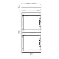 Πίνακας εξωτερικός LUX 4x18 (2x2x36) IP65 στεγανός με διάσταση 303x642x118mm γκρι χρώμα