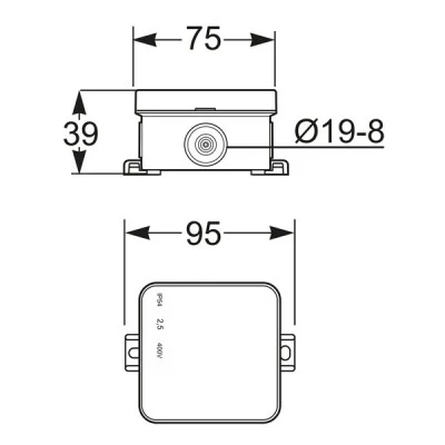 Μπουάτ εξωτερικό με διάσταση 75x75x39mm στεγανό  IP55 σε γκρι χρώμα