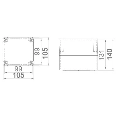 Μπουάτ εξωτερικό βιομηχανικό 105x105x140mm στεγανό IP65 σε γκρι χρώμα