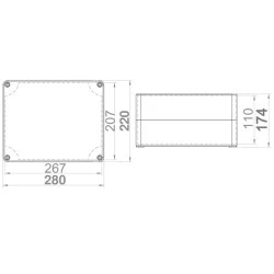 Κυτίο εξωτερικό βιομηχανικό 280x220x127mm στεγανό κατάλληλο για εξωτερικό χώρο IP65