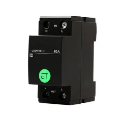 Ρελέ ράγας Wi-Fi 2X63A με τάση τροφοδοσίας 240V AC 2P IP20 σε μαύρο χρώμα 