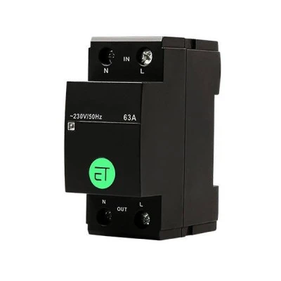 Ρελέ ράγας Wi-Fi 2X63A με τάση τροφοδοσίας 240V AC 2P IP20 σε μαύρο χρώμα 