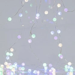Κουρτίνα 140 mini led  με κρακελέ μπάλες 1,3cm με ασημί καλώδιο χαλκού με 4 αποχρώσεις φωτός led 150x100cm IP44
