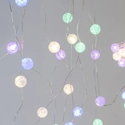 Κουρτίνα 140 mini led  με κρακελέ μπάλες 1,3cm με ασημί καλώδιο χαλκού με 4 αποχρώσεις φωτός led 150x100cm IP44