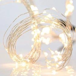 200 MINI LED χταπόδι  σταθερό 4,5V θερμό χρώμα φωτός με μετασχηματιστή & ασημί καλώδιο χαλκού ΙP44 μήκος 200cm/γραμμή