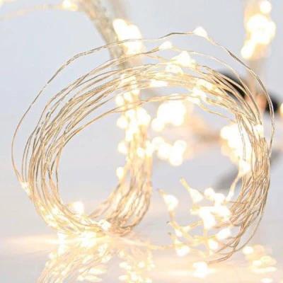 200 MINI LED χταπόδι  σταθερό 4,5V θερμό χρώμα φωτός με μετασχηματιστή & ασημί καλώδιο χαλκού ΙP44 μήκος 200cm/γραμμή