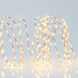 300 λαμπάκια ΜΙΝΙ LED 3,6W με θερμό φως & τηλεχειριστήριο προέκταση παροχής 300cm με καλώδιο μπρονζέ χαλκού IP44