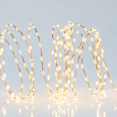 300 λαμπάκια ΜΙΝΙ LED 3,6W με θερμό φως & τηλεχειριστήριο προέκταση παροχής 300cm με καλώδιο μπρονζέ χαλκού IP44