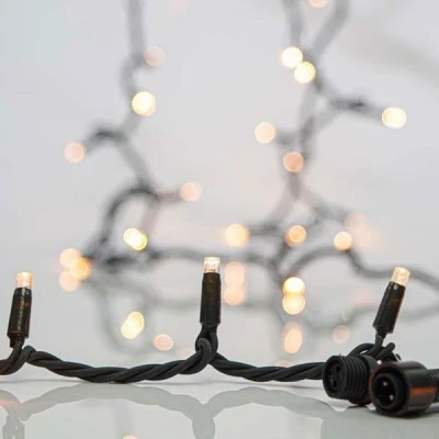 96 led λαμπάκια σε σειρά με 2500-2800k θερμό λευκό φως & πράσινο καλώδιο IP65 σετ 5 σειρές & μια επεκταση 300cm