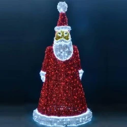 Άγιος Βασίλης 3D με λευκή led φωτοσωλήνα και κόκκινα led IP44
