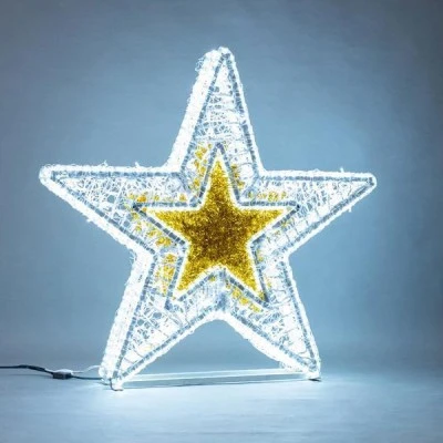 Αστέρι 3D λευκή με λευκή led φωτοσωλήνα και λευκό led 118x115x16cm IP65