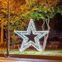 Αστέρι 3D με θερμή λευκή led φωτοσωλήνα και λευκα led 200x200cm IP65