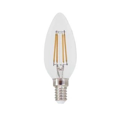 Λάμπα led filament κεράκι Ε14 4W 230V 2700k θερμό λευκό φως 570lm με δυνατότητα ρύθμισης της έντασης φωτός & διάφανο κάλυμμα