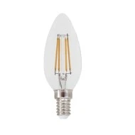 Λάμπα led filament κεράκι Ε14 5W 230V 4000k ενδιάμεσο λευκό φως 690lumen 30000h ντιμαριζόμενη με διάφανο κάλυμμα