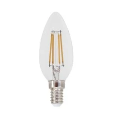 Λάμπα led filament κεράκι Ε14 5W 230V 4000k ενδιάμεσο λευκό φως 690lumen 30000h ντιμαριζόμενη με διάφανο κάλυμμα