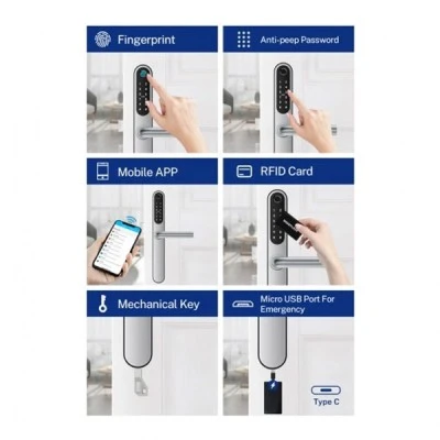 Bluetooth κλειδαριά με ψηφιακό πληκτρολόγιο LILIWISE S2A-S σε ασημί χρώμα