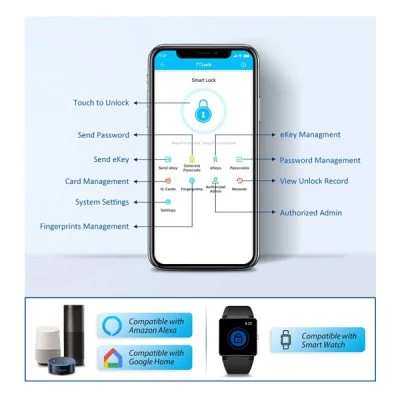 Bluetooth κλειδαριά με ψηφιακό πληκτρολόγιο LILIWISE S2A-S σε ασημί χρώμα