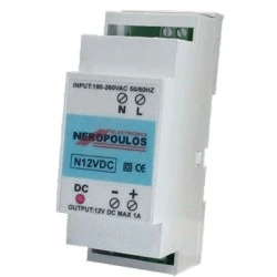 Τροφοδοτικό ράγας Ν12VDC 1A IP20B με led ένδειξη και χαμηλή κυμάτωση