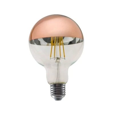 Λάμπα led filament ανεστραμμένου καθρέπτου θερμό λευκό φως 2700k 900lm Ε27 8W 230V ντιμαριζόμενη με ροζ χρυσό κάλυμμα Λάμπα led filament ανεστραμμένου καθρέπτου θερμό λευκό φως 2700k 900lm Ε27 8W 230V ντιμαριζόμενη με ροζ χρυσό κάλυμμα