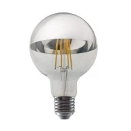 Λάμπα led Filament G95 E27 8W 230V 2700K  θερμό φως 900lm ντιμαριζόμενη τύπου γλόμπος ανεστραμμένου καθρέπτη ασημί χρώμα 