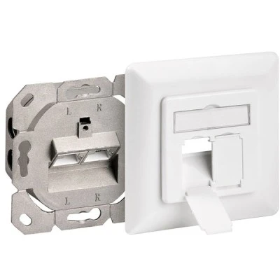 Πρίζα τοίχου χωνευτή GOOBAY CAT6a 2xRJ45 σε λευκό χρώμα