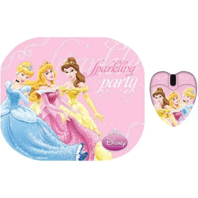 Σετ mini οπτικό ποντίκι και mousepad με μοτίβο "PRINCESS" 1000 dpi