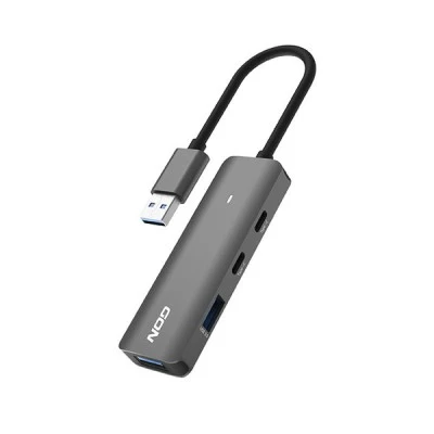 USB hub αλουμινίου 4 θυρών USB 3.2 Gen 1x1 με LED ένδειξη λειτουργίας σε γκρι χρώμα