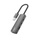 USB hub αλουμινίου 4 θυρών USB 3.2 Gen 1x1 με LED ένδειξη λειτουργίας σε γκρι χρώμα