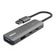 USB hub αλουμινίου 4 θυρών USB 3.2 Gen 1x1 με LED ένδειξη λειτουργίας σε γκρι χρώμα