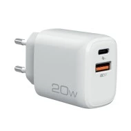 Universal οικιακός φορτιστής NOD USB-A QC3.0 & USB-C PD3.0 20W σε λευκό χρώμα