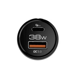 Universal φορτιστής αυτοκινήτου NOD USB-A QC3.0 & USB-C PD3.0 38W σε μαύρο χρώμα