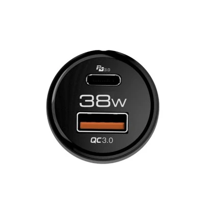 Universal φορτιστής αυτοκινήτου NOD USB-A QC3.0 & USB-C PD3.0 38W σε μαύρο χρώμα Universal φορτιστής αυτοκινήτου NOD USB-A QC3.0 & USB-C PD3.0 38W σε μαύρο χρώμα