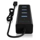 USB 3.0 Hub αλουμινίου 4 θυρών µε σύνδεση type-C σε μαύρο χρώμα
