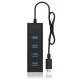 USB 3.0 Hub αλουμινίου 4 θυρών µε σύνδεση type-C σε μαύρο χρώμα
