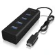 USB 3.0 Hub αλουμινίου 4 θυρών µε σύνδεση type-C σε μαύρο χρώμα
