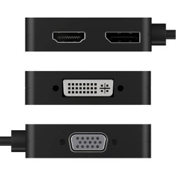 Σταθμός σύνδεσης από USB Type-C σε DisplayPort, HDMI DVI-D ή VGA με ενσωματωμένο καλώδιο 0.15m