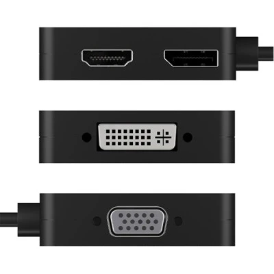 Σταθμός σύνδεσης από USB Type-C σε DisplayPort, HDMI DVI-D ή VGA με ενσωματωμένο καλώδιο 0.15m