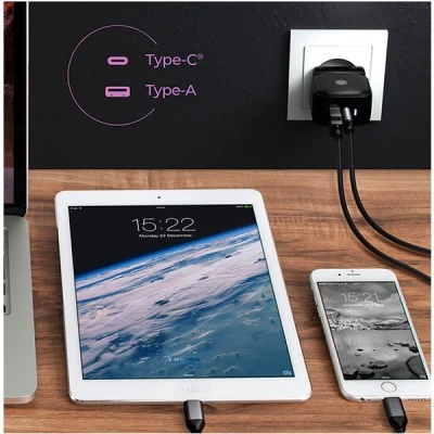 Universal φορτιστής Icy Box με 2 εξόδους 1xUSB-A & 1xUSB-C με δυνατότητα φόρτισης δύο συσκευών ταυτόχρονα & μέγιστη ισχύ 38W Universal φορτιστής Icy Box με 2 εξόδους 1xUSB-A & 1xUSB-C με δυνατότητα φόρτισης δύο συσκευών ταυτόχρονα & μέγιστη ισχύ 38W