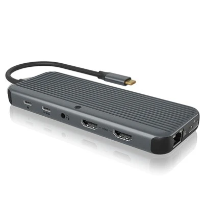 Σταθμός σύνδεσης IB-DK4060-CPD  ICY BOX 12 θυρών με πολλαπλές λειτουργίες για laptop από μία μόνο σύνδεση USB 3.2 Gen 2x1 Type-C.