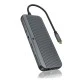 Σταθμός σύνδεσης IB-DK4060-CPD  ICY BOX 12 θυρών με πολλαπλές λειτουργίες για laptop από μία μόνο σύνδεση USB 3.2 Gen 2x1 Type-C.