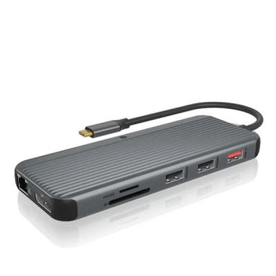 Σταθμός σύνδεσης IB-DK4060-CPD  ICY BOX 12 θυρών με πολλαπλές λειτουργίες για laptop από μία μόνο σύνδεση USB 3.2 Gen 2x1 Type-C.